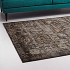 Modway - Minu Treillis floral vieilli Tapis 4 pi l x 6 pi L - Noir, jaune et orange-Dessous en caoutchouc rainuré de préhension 