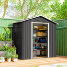 Outsunny - Abri de jardin extérieur 6,5 pi x 3,5 pi, gris foncé-Toit en pente pour éviter l’accumulation d’eau 
