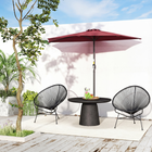 Outsunny - Parasol de patio demi-cercle avec manivelle et 5 baleines - 9 pi - rouge bordeaux-Résistance et durabilité supérieures grâce à la structure en acier avec revêtement en poudre