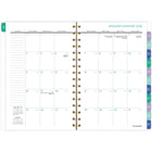 AT-A-GLANCE - Agenda hebdomadaire/mensuel BADGE floral 2026 - 8 1/2 po H x 5 1/2 po l - multicoloure - bilingue-Couverture en poly durable avec des accents métalliques