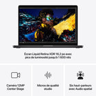 Apple -Portatif MacBook Pro 16 po - M4 Pro - SSD 512 Go - Mémoire unifiée 48 Go - Noir sidéral - Français-Écran Pro Brillant: L'écran liquid retina XDR 16,2 po affiche une luminosité en continu jusqu’à 1 000 nits, avec des pics de luminosité à 1 600 nits et un contraste de 1 000 000:1