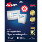 Avery - Étiquettes d'expédition laser/jet d'encre TrueBlock, blanches, 5 po x 3 1/2 po, paquet de 100, (8168)-Étiquette permanente