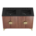 Modway - Daylight Double évier 48" Vanette de salle de bain - Noyer noir-Rangement spacieux