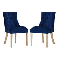Modway - Pose Performance Velvet Chaise à manger Ensemble de 2 - Marine-Chaise d’accent moderne