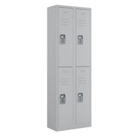Ceha - Série RH, batterie de 2, casier 2 niveaux avec aérations à persiennes - poignée encastrée, gris clair-Construction en acier de qualité commerciale avec revêtement poudre