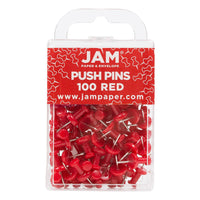 JAM Paper - Punaises colourées - rouges - paquet de 100-Punaises à tête en plastique | Couleur : Rouge