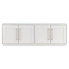 Hudson&Canal - Meuble TV Tillman pour téléviseurs jusqu'à 75" - Blanc-Une conception de transition peut accueillir des téléviseurs jusqu'à 75 pouces pour votre espace de divertissement