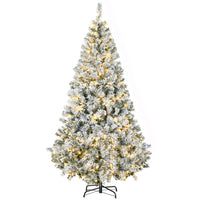 HOMCOM - Arbre de Noël artificiel floqué de neige de 6 pieds avec lumières-D'une hauteur de 6 pieds, il est recouvert de larges feuilles qui lui confèrent un aspect sain et naturel 