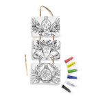 Art 101 - Ensemble d'art sur toile à suspendre bricolage, paquet de 2-Chaque modèle est livré avec trois toiles en coton tendues de 5 pouces sur 7 pouces suspendues à une corde pour une suspension facile.
