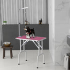PawHut - Table de Toilettage pour Chiens et Chats Pliable avec Surface Anti-dérapante - Rose-Plateau avec surface en caoutchouc texturée pour empêcher de glisser