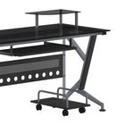Flash Furniture – Bureau d’ordinateur avec support clavier à glissière et chariot pour PC, noir (NANWK105)-Finition du cadre enduit en poudre argentée