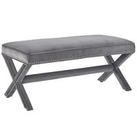 Modway - Rivet Performance Velvet Banc - Gris-Banc en tissu rembourré Chic Modern