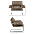 Modway - Ansel Cuir végane Chaise d’accent - Champignon-Cadre en acier inoxydable poli