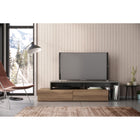 Nexera - Meuble audio-vidéo Tonik, 72 po, Muscade et Grège-2 tiroirs de rangement pratiques montés sur des coulisses de métal et espace de rangement ouvert pour les appareils électroniques, livres et divers objets décoratifs.  Panneau arrière ouvert facilitant la gestion des câbles et la circulation d'air
