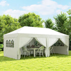 Outsunny - Tente gazébo de réception d'extérieur à pliage facile 10 pi l x 20 pi L - Blanc-Toit en oxford résistant à l'eau avec revêtement anti-UV bloquant la plupart des rayons nocifs