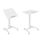 Uplite - Inclinable Mobile ressort à gaz ordinateur portable assis support bureau avec roulettes verrouillées - Blanc-Bureau inclinable (27,5 x 24,25 po) supportant un retournement de 0° à 90°, peut être utilisé pour lire, composer et peindre, etc. Permet un rangement facile lorsque le plateau est à 90° degrés