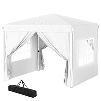 Outsunny - Tente auvent pliante 10 pi l x 10 pi L - Parois latérales - Sac de transport inclus - Blanc-Le design pop-up permet une installation et un démontage rapides