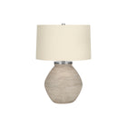 Monarch Specialties - Luminaire - 25 po H Lampe De Table - Béton Crème - Abat-Jour Beige - Contemporain-Ajoutez une touche de chaleur et de luminosité à votre intérieur avec cette élégante lampe de table contemporaine de 25 pouces de haut avec une base en forme de jarre avec une texture de béton crème aux fines stries, surmontée d'un abat-jour tambour en lin beige et d'un embout rond argenté