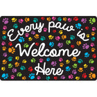 Ashley Productions - Smart Poly Tapis de bienvenue avec dos antidérapant - 15 -5" x 23 -5" - Pattes - Chaque patte est la bienvenue ici - Lot de 2-Illuminez votre salle de classe avec une explosion de couleurs et de créativité, tout en offrant un espace confortable et accueillant pour que les élèves se rassemblent et apprennent.