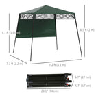 Outsunny - Tente gazébo de jardin pliante 7 pi l x 7 pi L - Vert & Noir-La paroi latérale peut être fixée par des attaches à crochets et boucles