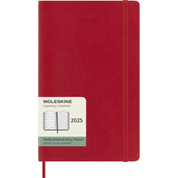 Moleskine - 2025 Agenda hebdomadaire à grande couverture souple - 5" x 8.25" - Rouge écarlate-Daté De Janvier À Décembre 2025