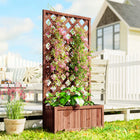 Outsunny - jardinière surélevée - 2,4 x 1 x 4,9 pi - orange-Comprend une boîte en bois et un panneau arrière en treillis qui permettent de mettre en valeur vos plantes préférées
