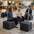 Exform - Lilith Cube - Tabouret, pouf, table d'appoint - Chenille noire-Fonctionnalités : Peut servir de table d'appoint, de repose-pieds, de pouf ou de siège supplémentaire.