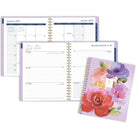 Mead - Agenda hebdomadaire/mensuel 2027 - 11 1/4 po H x 9 po l - rosettes violettes - grand - bilingue-Reliure à double spirale