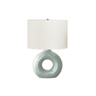 Monarch Specialties - Luminaire - 24 po H Lampe De Table - Céramique Verte - Abat-Jour Ivoire / Crème - Contemporain - Moderne-Lampe de table contemporaine et élégante de 24 pouces, dotée d'une base en céramique vert clair en forme de beignet, surmontée d'un abat-jour ovale en tissu ivoire et d'un embout rond en métal argenté