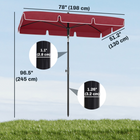 Outsunny - Parasol de patio à inclinaison réglable - 6,5 pi x 4 pi - rouge-Réglez rapidement l’angle de votre parasol contre le soleil grâce à un simple bouton-poussoir