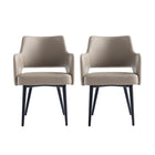 Manhattan Comfort - Lot de 2 fauteuils de salle à manger modernes Tremont 58 cm, revêtement similicuir taupe-Chaise moderne avec accoudoirs pour salle à manger et usage de travail Lot de 2