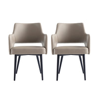 Manhattan Comfort - Lot de 2 fauteuils de salle à manger modernes Tremont 58 cm, revêtement similicuir taupe-Chaise moderne avec accoudoirs pour salle à manger et usage de travail Lot de 2