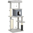 PawHut - Arbre à chat 52 po avec poteaux à griffer, lit, condo - gris clair-Le centre de jeu garde les chats divertis et actifs 