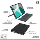Logitech - Flip Folio pour iPad Pro 11 pouces, iPad Air 11 pouces-Raccourcis complets : toutes vos touches de raccourci iOS familières avec une disposition iPadOS compacte et complète	