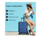 TRAVLR - Valise rigide pliable de 24 pouces - Bleu Violet-La coque rigide est conçue pour se plier de 23 cm à 11 cm par simple clic sur un bouton.