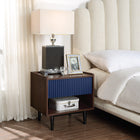 Manhattan Comfort - Ensemble de 4 : meuble TV, buffet, table basse et table d’appoint Duane style Mid-Century Modern, brun foncé et bleu marine-Collection parfaite pour rehausser le style de votre maison dans le salon, la chambre, la salle à manger et le bureau à domicile