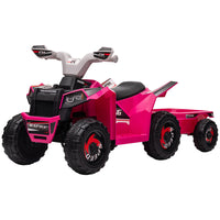 Aosom - VTT enfant à batterie 6 V avec remorque arrière - Rose-Remorque arrière pour ranger les jouets 