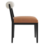 Modway - Kai Boucle et cuir végan Chaise à manger Ensemble de 2 - Noir Tan Perle-Assemblée requise