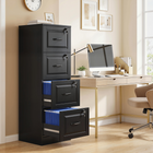 HOMCOM - Armoire de classement verticale à 4 tiroirs avec serrure - noir-Quatre tiroirs spacieux offrent un vaste espace pour un rangement organisé 