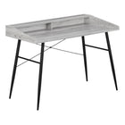 Monarch Specialties - 7541 Bureau 48 po L - Gris/Metal Noir-Bureau d'ordinateur au fini faux bois gris avec une petite huche avec une longue tablette et 2 compartiments de rangement