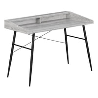 Monarch Specialties - 7541 Bureau 48 po L - Gris/Metal Noir-Bureau d'ordinateur au fini faux bois gris avec une petite huche avec une longue tablette et 2 compartiments de rangement