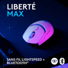 Logitech - Souris de jeu légère sans fil G309 LIGHTSPEED - Blanc-Précision maximale: Le capteur HERO 25K de cette souris gaming sans fil assure un suivi exactement à l'échelle du sous-micron sans lissage pour un jeu sans fil précis