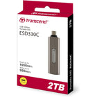 Transcend - SSD portable USB-C ESD330C - 2 To - Brun-Connecteur USB-C rétractable pour une commodité sans câble