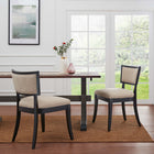 Modway - Pristine Tissu rembourré Chaises de salle à manger Ensemble de 2 - Beige-Cadre en caoutchouc massif