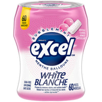 Excel – Gomme à mâcher blanchissante sans sucre Bubblemint, 1 bouteille de 60 morceaux-Gomme à mâcher sans sucre Bubblemint blanchissante