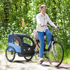 Aosom - Remorque vélo bébé 2 places avec sac de rangement, harnais 5 points, fanion de sécurité et réflecteurs - Bleue-Drapeau de sécurité, réflecteur et ceintures de sécurité à 5 points pour une sécurité renforcée 