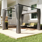 Outsunny - Retractable Pergola Canopy avec parois latérales - 10 pi x 10 pi - gris clair-La structure métallique est solide et résistante à la rouille. Convient pour l’extérieur 