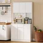 HOMCOM - Armoire 71 po avec station de recharge - blanc-Le large plan de travail offre de la place pour préparer les repas ou exposer des objets 