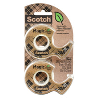 Scotch - Ruban plus écologique avec dévidoir Magic - 19 mm l x 13,9 m L - Paquet de 2 rouleaux-La version plus écologique du Ruban Magic Scotch transparent original