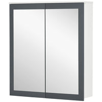 Kleankin - Armoire de salle de bain à miroir murale avec deux portes - blanc-Le design mural permet de gagner de la place 